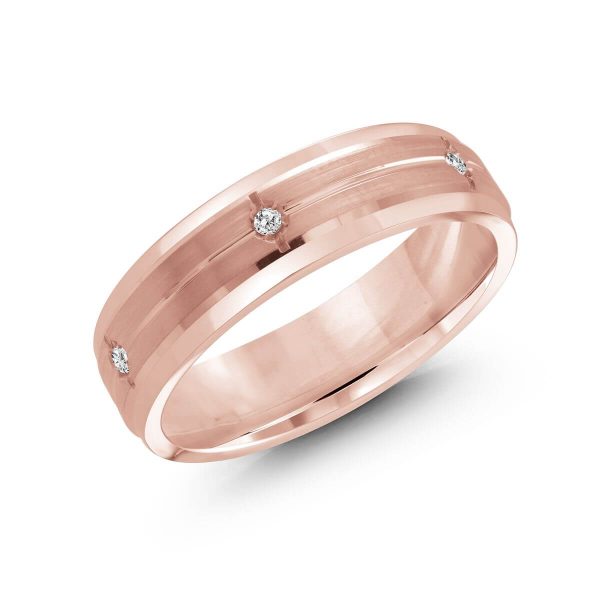 Malo 6mm Diamond Wedding Band in 10K Pink Gold JMD-690-6P12