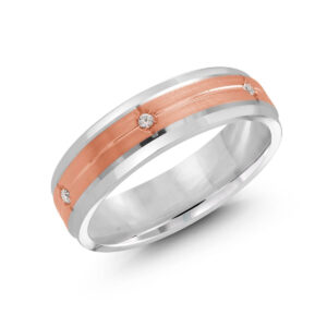 Malo 6mm Diamond Wedding Band in 10K White Pink Gold JMD-690-6WP12
