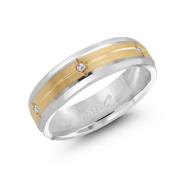Malo 6mm Diamond Wedding Band in 10K White Yellow Gold JMD-690-6WY12