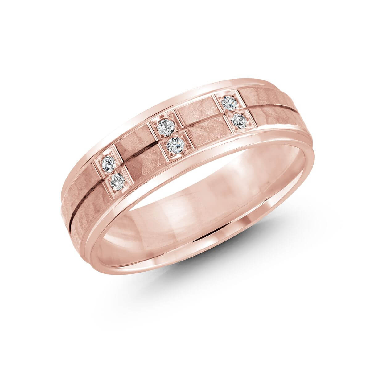 Malo 7mm Diamond Wedding Band in 10K Pink Gold JMD-815-7P9