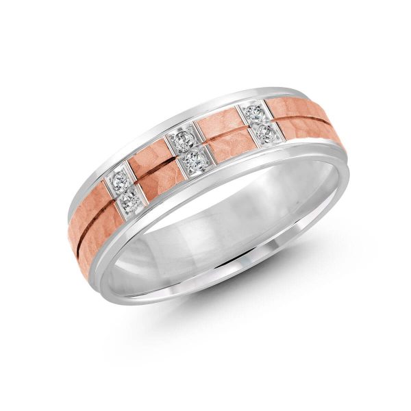 Malo 7mm Diamond Wedding Band in 10K White Pink Gold JMD-815-7WP9