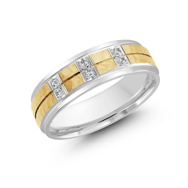 Malo 7mm Diamond Wedding Band in 10K White Yellow Gold JMD-815-7WY9
