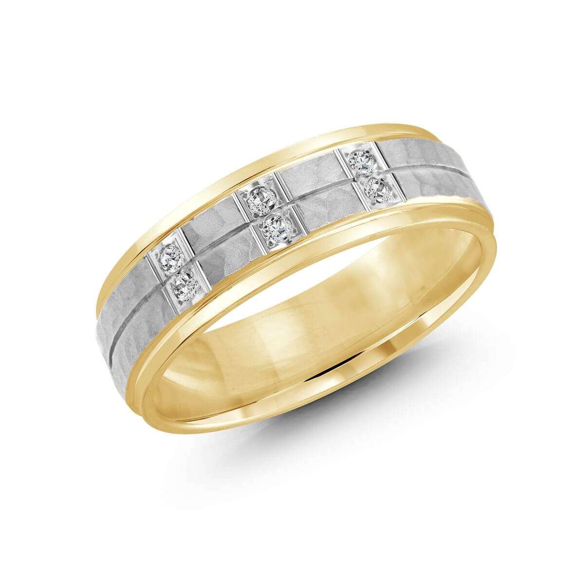 Malo 7mm Diamond Wedding Band in 10K Yellow White Gold JMD-815-7YW9
