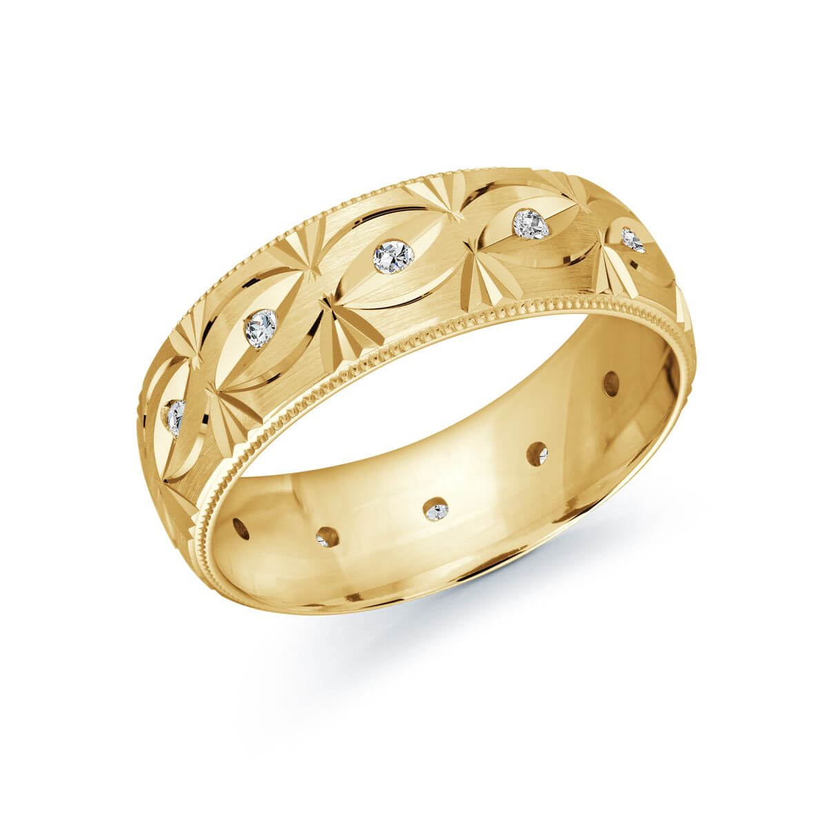 JMD-827-7Y18 Malo 7mm Diamond Wedding Band in 10K Yellow Gold JMD-827-7Y18