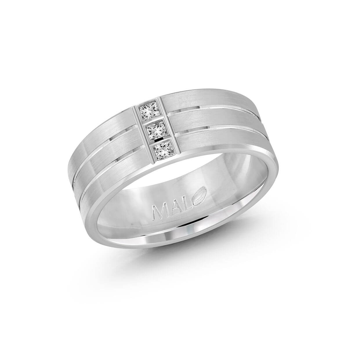 Malo 8mm Diamond Wedding Band in 10K White Gold JMD-995-8W15
