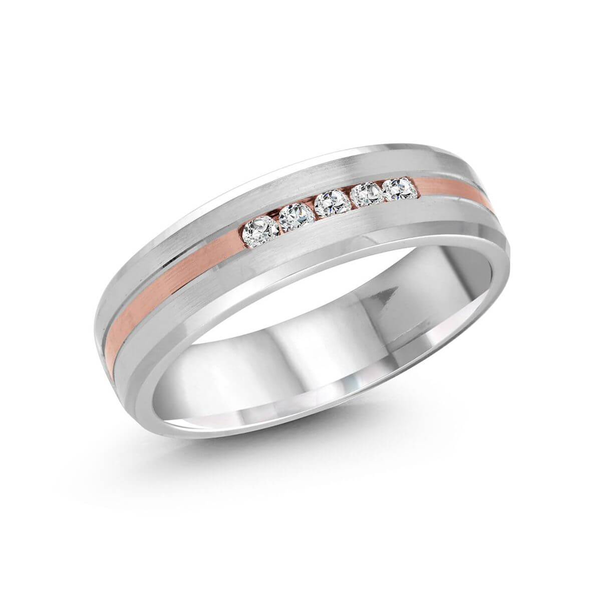 Malo 7mm Diamond Wedding Band in 10K White Pink Gold JMD-996-7WP25