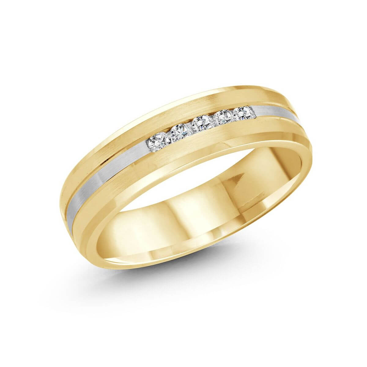 Malo 7mm Diamond Wedding Band in 10K Yellow White Gold JMD-996-7YW25