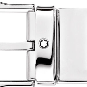 Montblanc Rectangular Cut Shiny Palladium finish Pin Buckle Leather Belt 109738 2