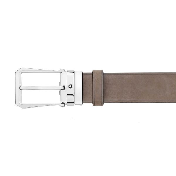 Montblanc Trapeze Shiny Stainless Steel Pin Buckle Leather Belt 118446
