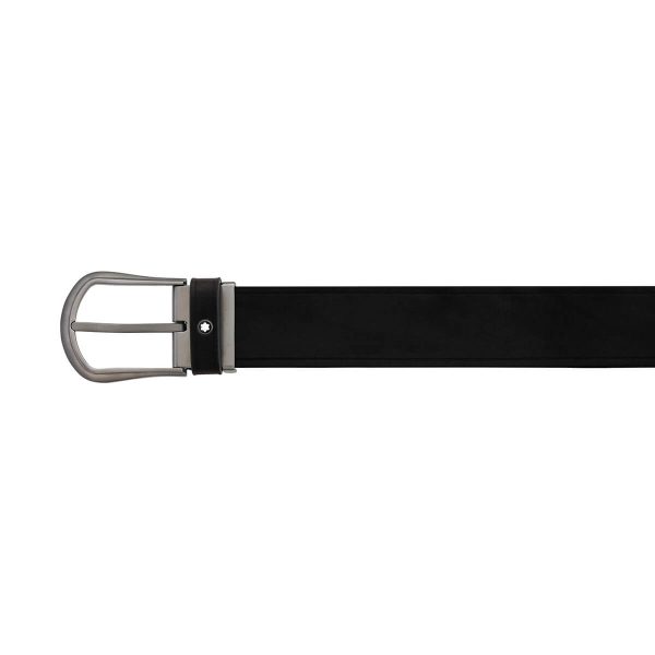 Montblanc Rounded Trapeze Graphite-Colour Pin Buckle Leather Belt 118451 3