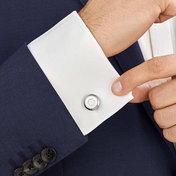 Montblanc Round StarWalker Cufflinks in Stainless Steel with Montblanc Emblem 123799 4