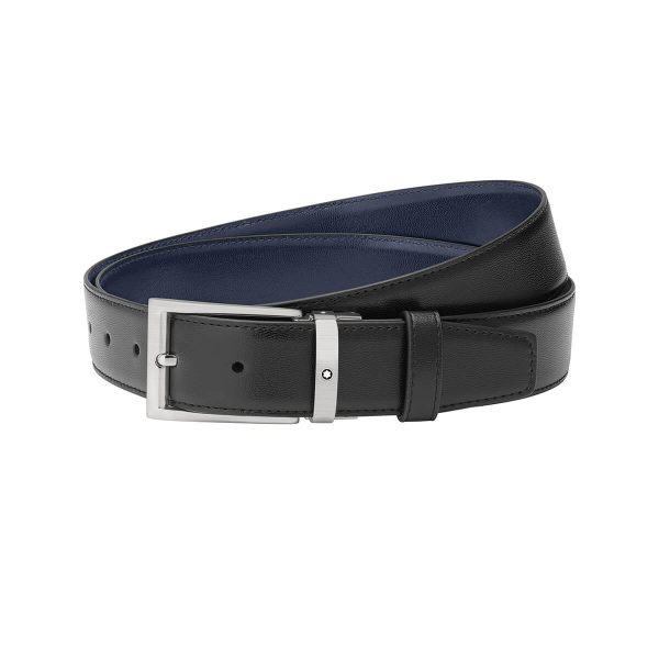 Montblanc Trapeze Matt Titanium Pin Buckle Leather Belt 126049