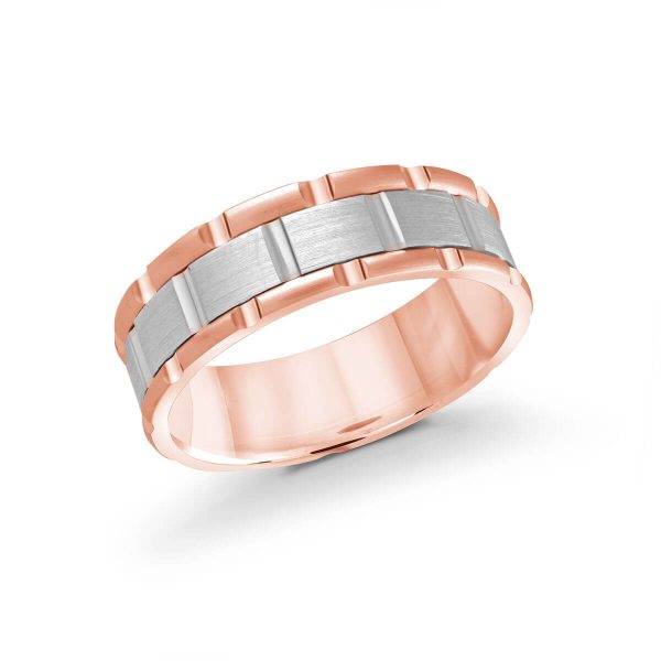 Mardini 7mm Men's Wedding Band in 10K Pink White Gold MRD-044-7PW
