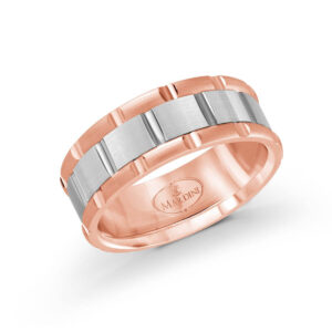 Mardini 8mm Men's Wedding Band in 10K Pink White Gold MRD-044-8PW