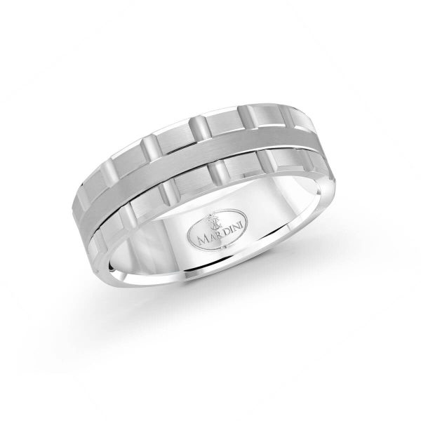 Mardini 7mm Men's Wedding Band in 10K White Gold MRD-045-7W