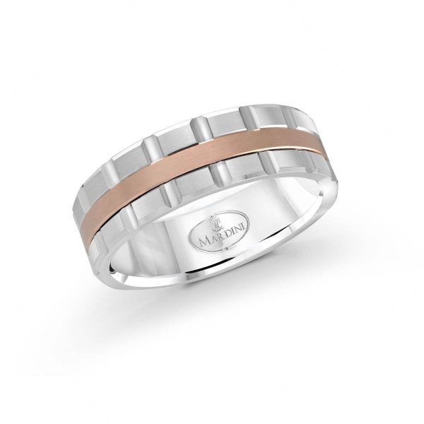 Mardini 7mm Men's Wedding Band in 10K White Pink Gold MRD-045-7WP