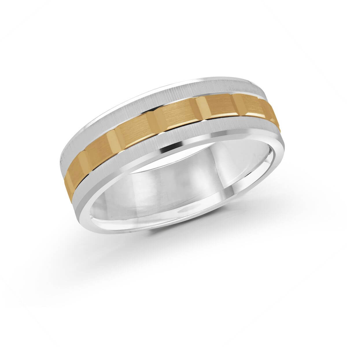 Mardini 7mm Men's Wedding Band in 10K White Yellow Gold MRD-046-7WY