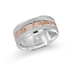 Mardini 9mm Men's Wedding Band in 10K White Pink Gold MRD-046-9WP
