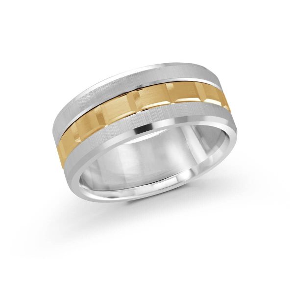 Mardini 9mm Men's Wedding Band in 10K White Yellow Gold MRD-046-9WY