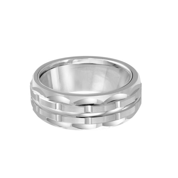 Mardini 8mm Men's Wedding Band in 10K White Gold MRD-054-8W