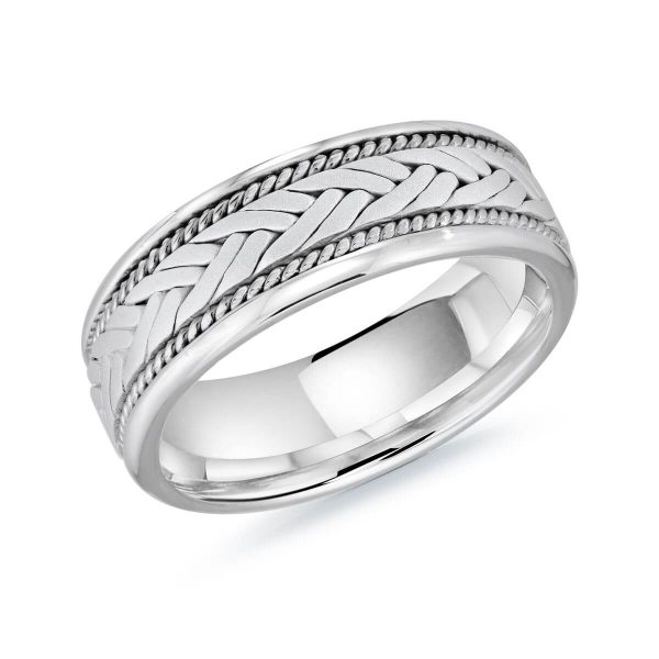 Mardini 8mm Men's Wedding Band in 10K White Gold MRD-064-8W