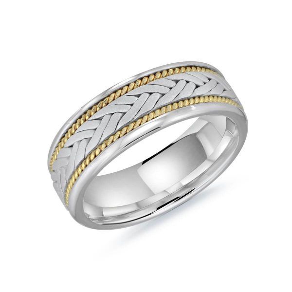 Mardini 8mm Men's Wedding Band in 10K White Yellow Gold MRD-064-8WYW