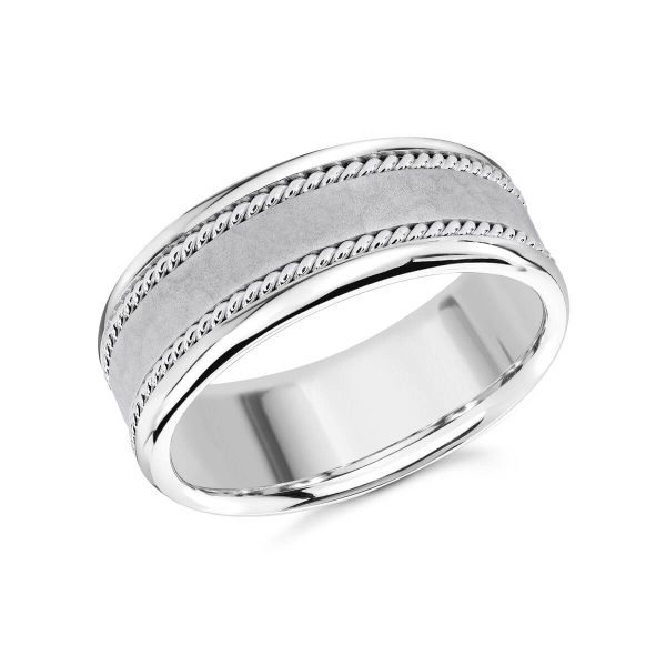 Mardini 8mm Men's Wedding Band in 10K White Gold MRD-065-8W