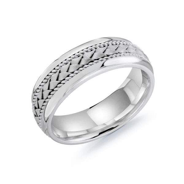 Mardini 7mm Men's Wedding Band in 10K White Gold MRD-066-7W