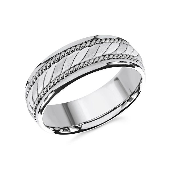 Mardini 8mm Men's Wedding Band in 10K White Gold MRD-070-8W