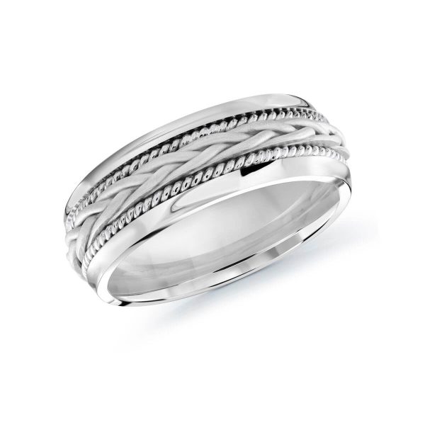 Mardini 7mm Men's Wedding Band in 10K White Gold MRD-073-7W
