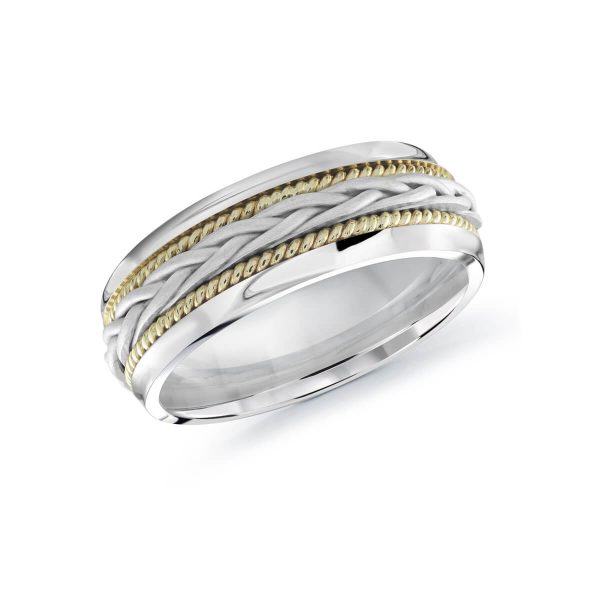 Mardini 7mm Men's Wedding Band in 10K White Yellow Gold MRD-073-7WYW