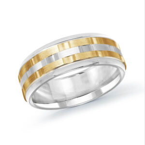 Mardini 8mm Men's Wedding Band in 10K White Yellow Gold MRD-083-8WY