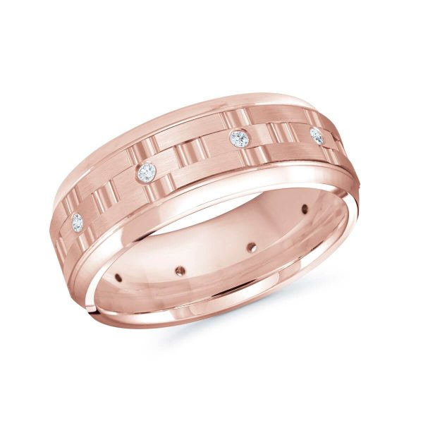 Mardini 8mm Men's Wedding Band in 10K Pink Gold MRD-086-8P15