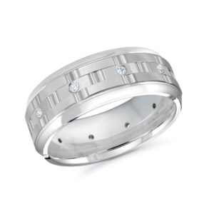 Mardini 8mm Men's Wedding Band in 10K White Gold MRD-086-8W15