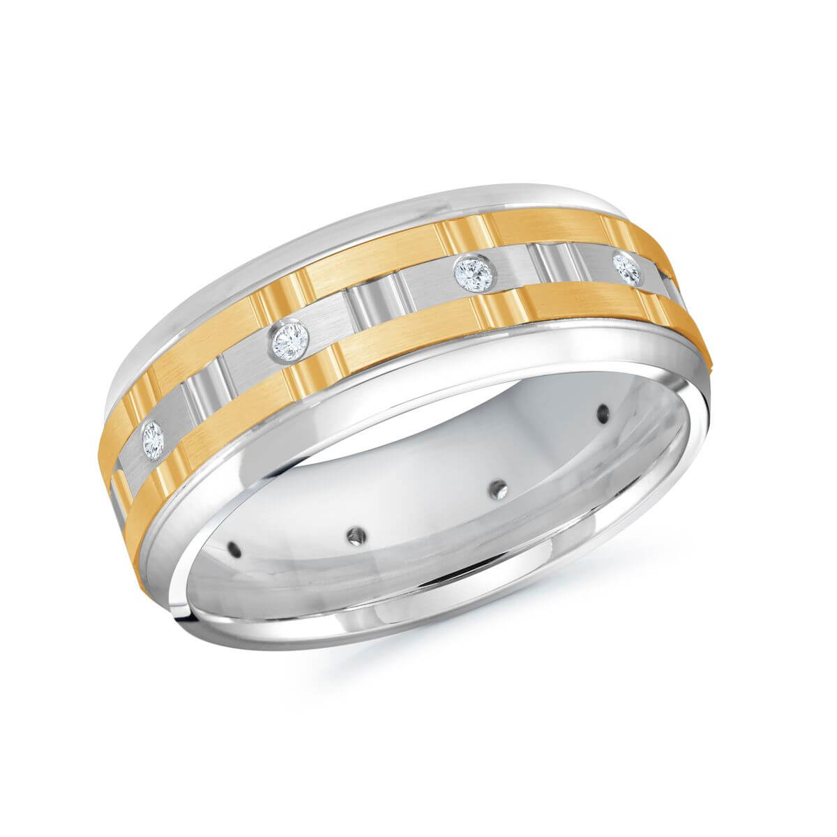 Mardini 8mm Men's Wedding Band in 10K White Yellow Gold MRD-086-8WY15
