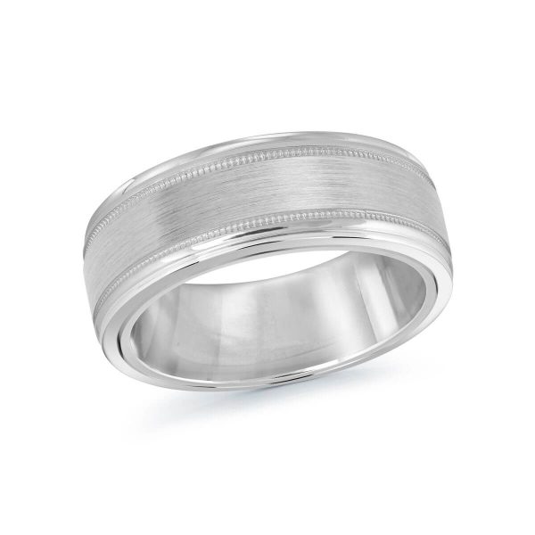 Mardini 8mm Men's Wedding Band in 10K White Gold MRD-094-8W