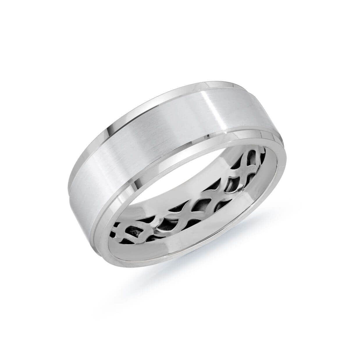 Mardini 8mm Men's Wedding Band in 10K White Gold MRD-123-8W