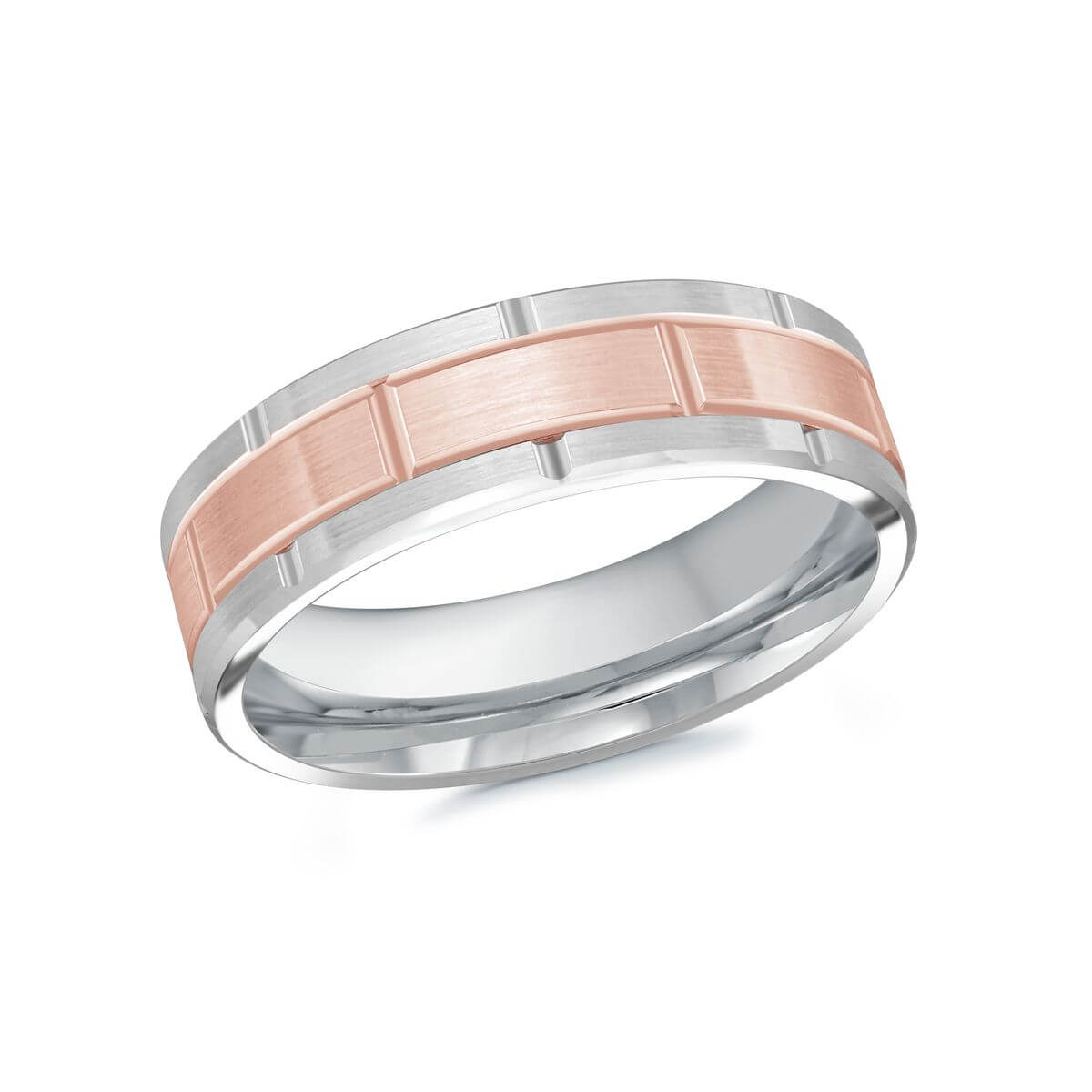 Mardini 7mm Men's Wedding Band in 10K White Pink Gold MRD-235-7WP