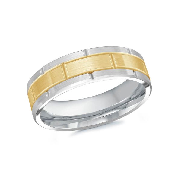 Mardini 7mm Men's Wedding Band in 10K White Yellow Gold MRD-235-7WY