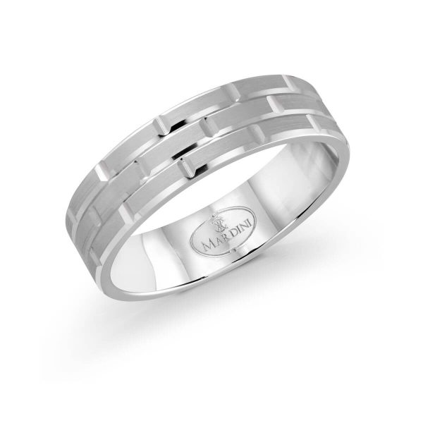 Mardini 6mm Men's Wedding Band in 10K White Gold MRD-476-6W
