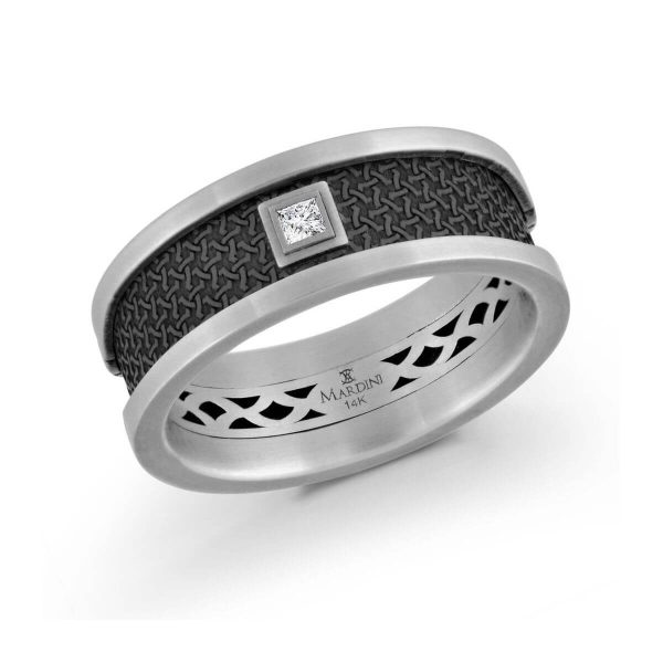 Mardini 8mm Men's Wedding Band in 14K White Gold MRDA-006-8W5
