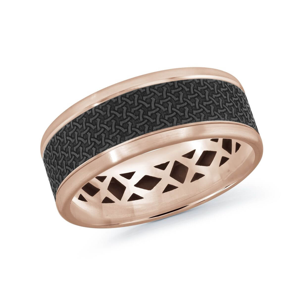 Mardini 8mm Men's Wedding Band in 14K Pink Gold MRDA-018-8P
