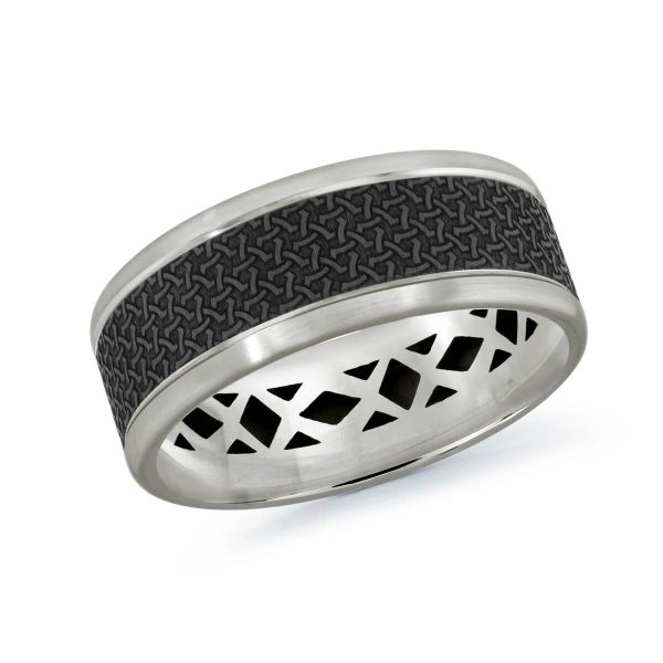 Mardini 8mm Men's Wedding Band in 14K White Gold MRDA-018-8W