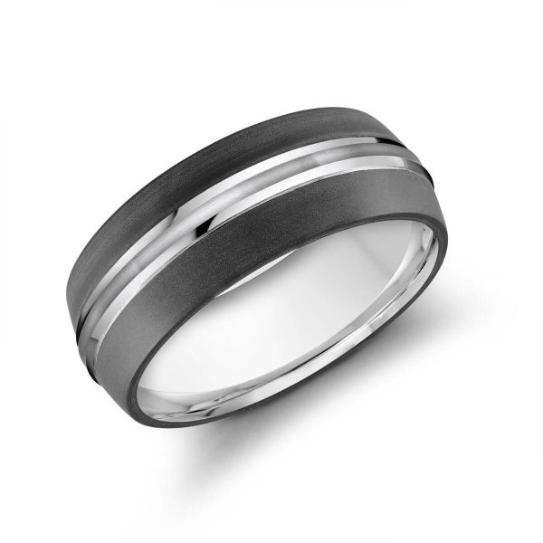 Mardini 8mm Men's Wedding Band in 14K White Gold MRDA-026-8W