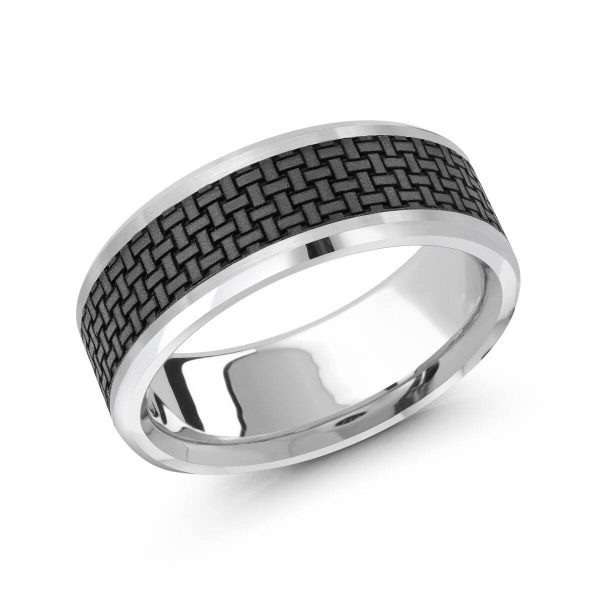 Mardini 8mm Men's Wedding Band in 14K White Gold MRDA-043-8W