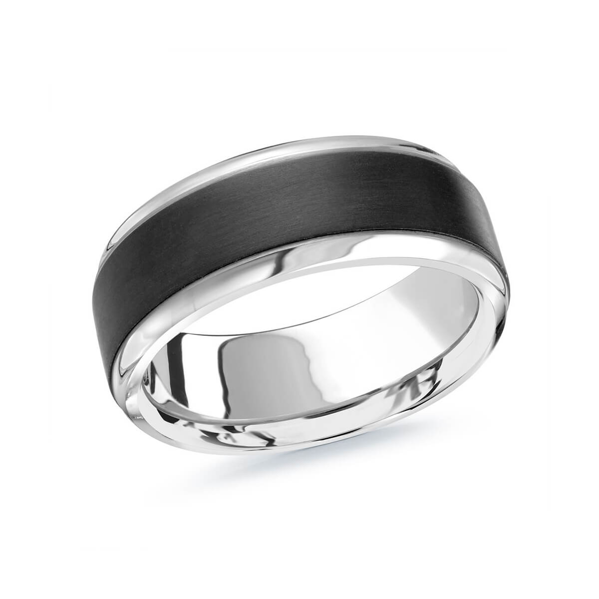 MRDA-060-8W Mardini 8mm Men's Wedding Band in 14K White Gold MRDA-060-8W