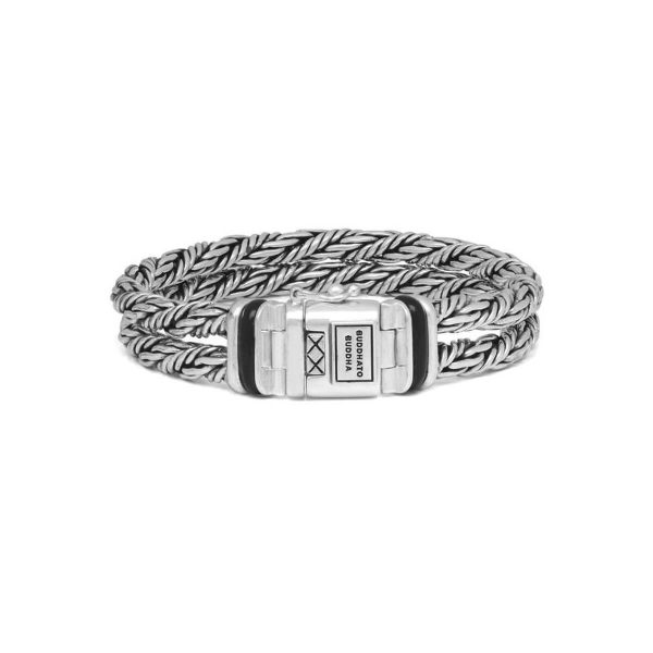 Ketut Double Onyx Stone Silver Bracelet 078