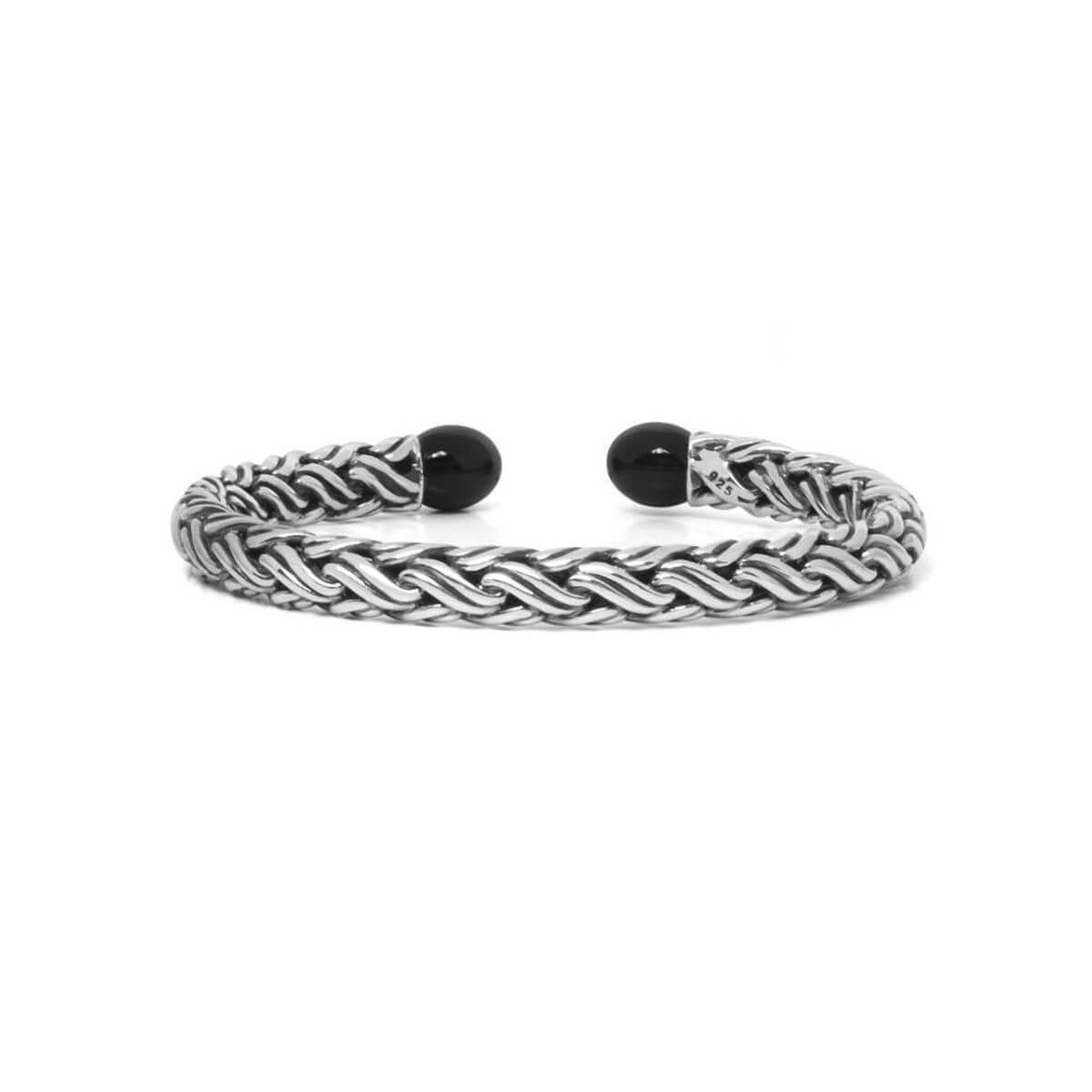 Katja Torque Bleck Stone Silver Bracelet 079 2