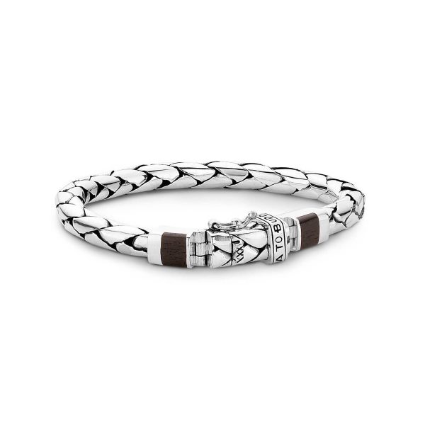 Buddha to Buddha George Black Wood Silver Bracelet 085 BL