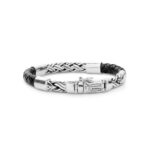 Buddha to Buddha Katja Mix Silver and Black Leather Bracelet 633BL